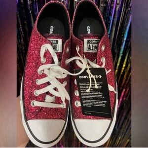 Women’s customized PINK GLITTER converse